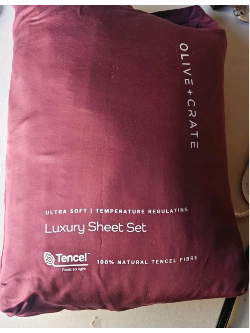 Olive Crate 100% Eucalyptus TENCEL Cooling - KING Sheet Set 4pc Sour Cherry